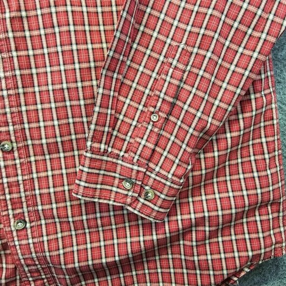 Carhartt Mens Flannel Plaid Button Down Shirt XL Classic Work Casual Red - Picture 7 of 11